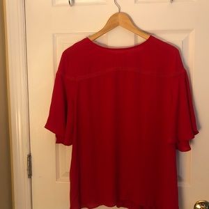 Loft Red short sleeve flowy Blouse